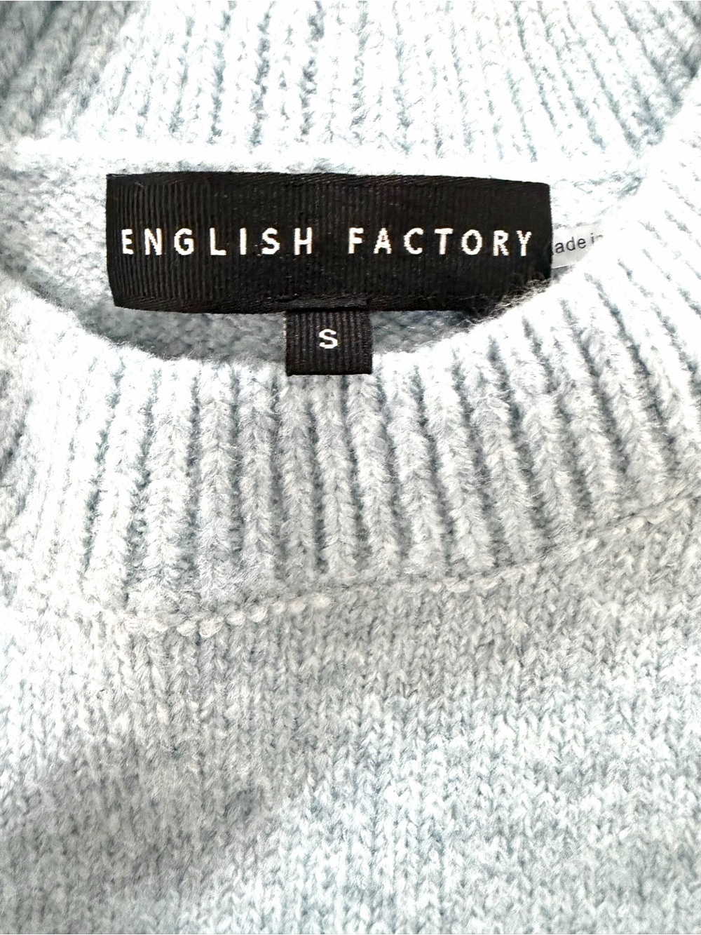 English Factory Men’s Light Blue Crewneck Sweater with Brown PARIS Lettering - Picture 3 of 3